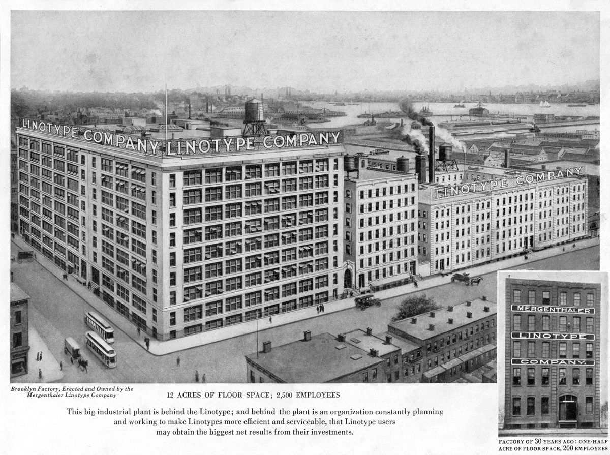 Linotype factory, Brooklyn, New York, 1919